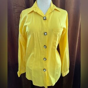 Handmade Vintage 1970s Cotton Buttondown Yellow Shirt L